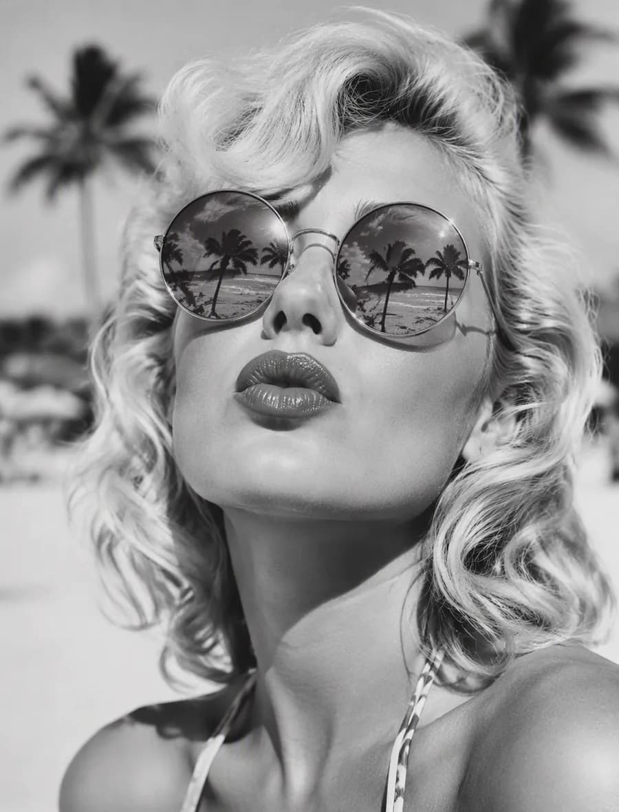 Пример промта «A pop art style black and white photograph of a woman wit...»