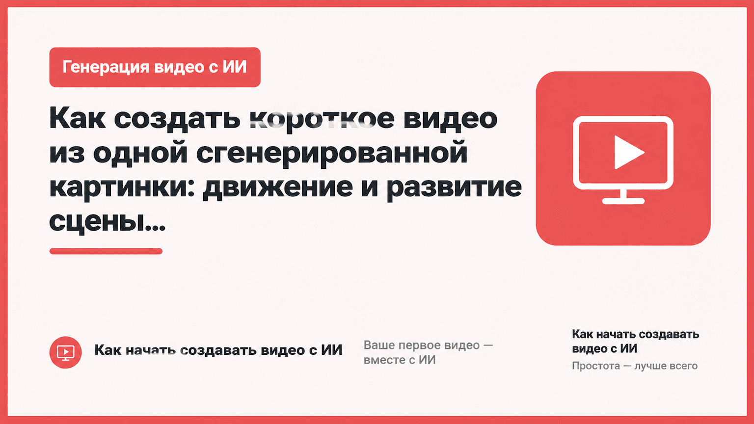 Японская заставка о создании короткого видео из одной сгенерированной картинки и продумывании движения сцены.