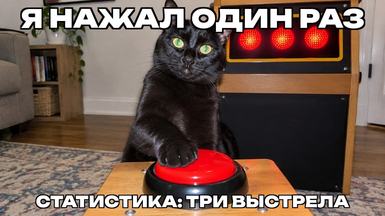 Мем: Я нажал один раз / Статистика: три выстрела