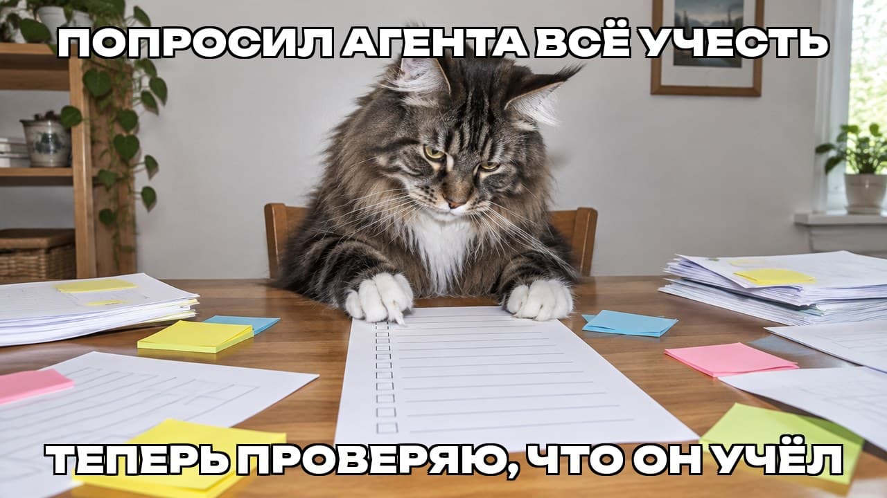 Мем: Попросил агента всё учесть / Теперь проверяю, что он учёл
