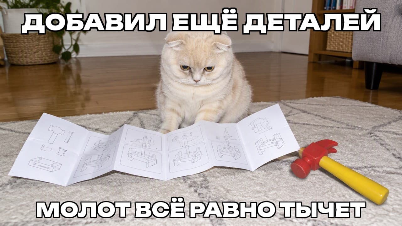 Мем: Добавил ещё деталей / Молот всё равно тычет