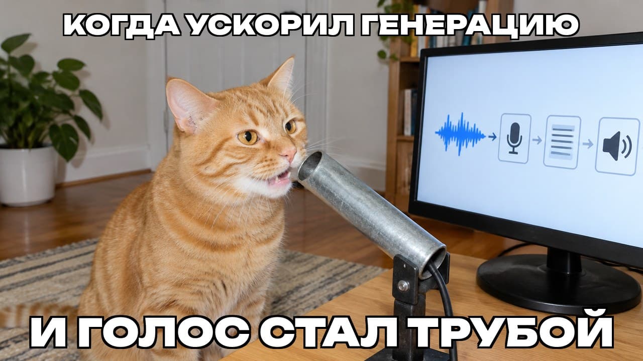 Мем: Когда ускорил генерацию / И голос стал трубой