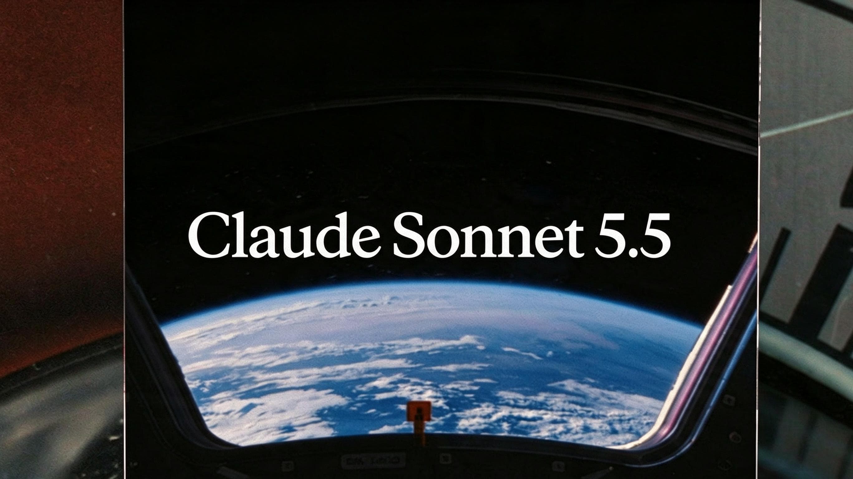 Название модели Claude Sonnet 5.5 на фоне вида на Землю из космоса.