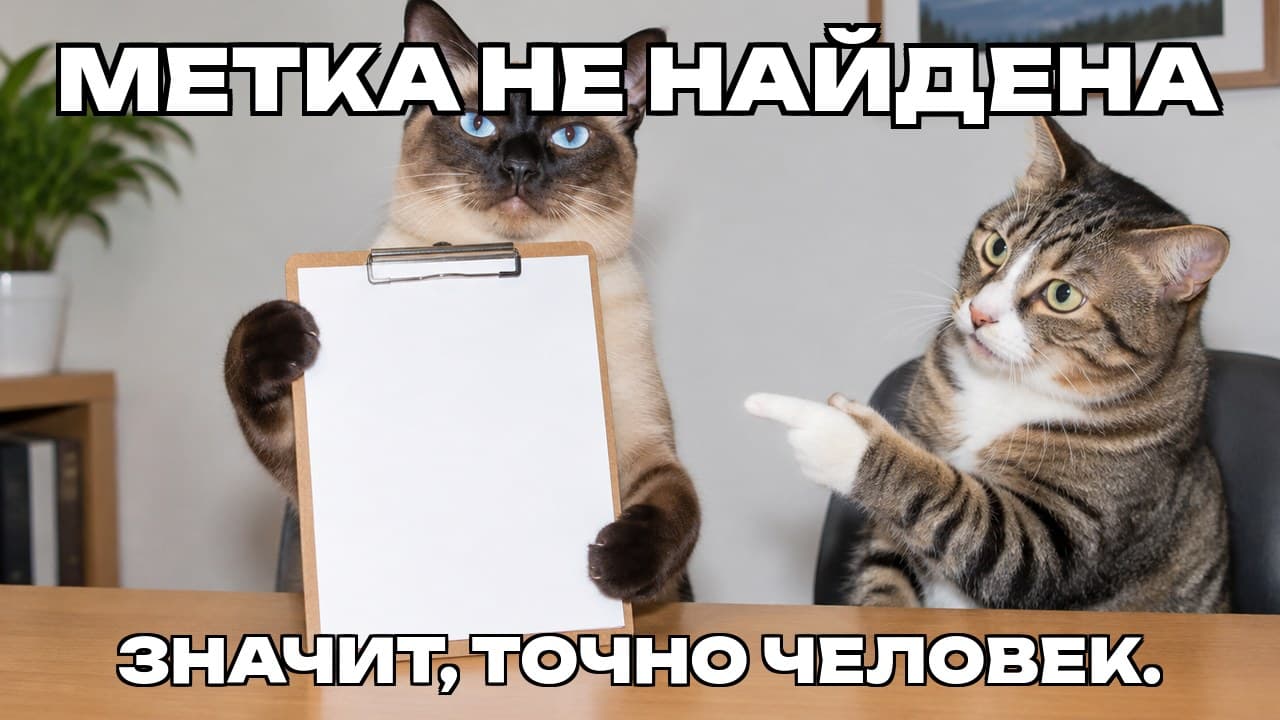 Мем: Метка не найдена / Значит, точно человек.