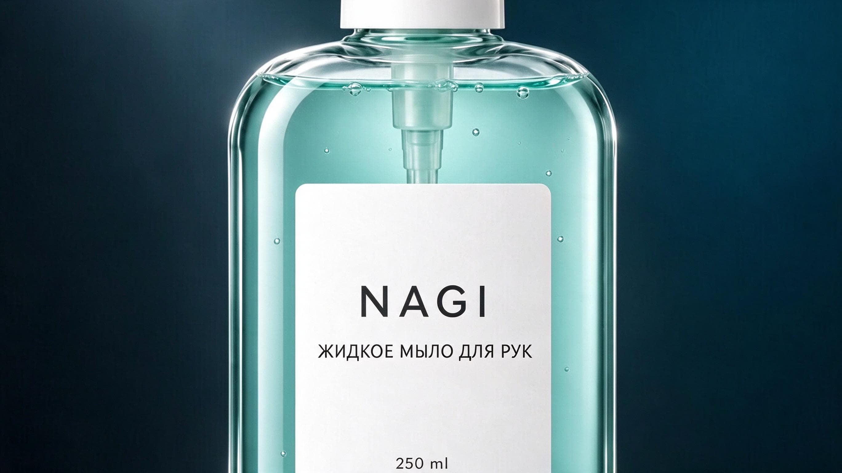 Флакон мыла для рук NAGI — исходный товар для двух рекламных сцен, собранных в эксперименте с Claude.