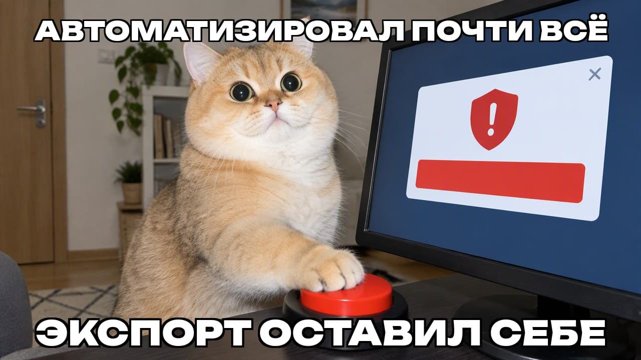 Мем: Автоматизировал почти всё / Экспорт оставил себе