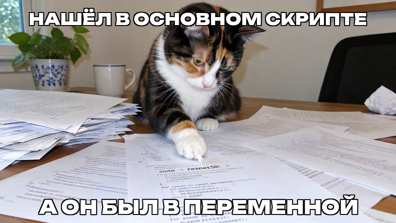 Мем: Нашёл в основном скрипте / А он был в переменной