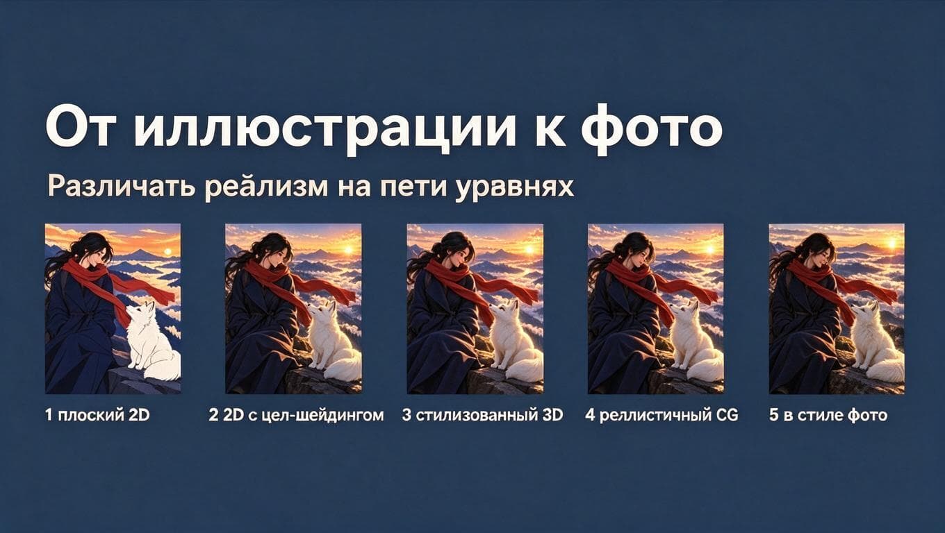 Промпт делит реализм на пять ступеней