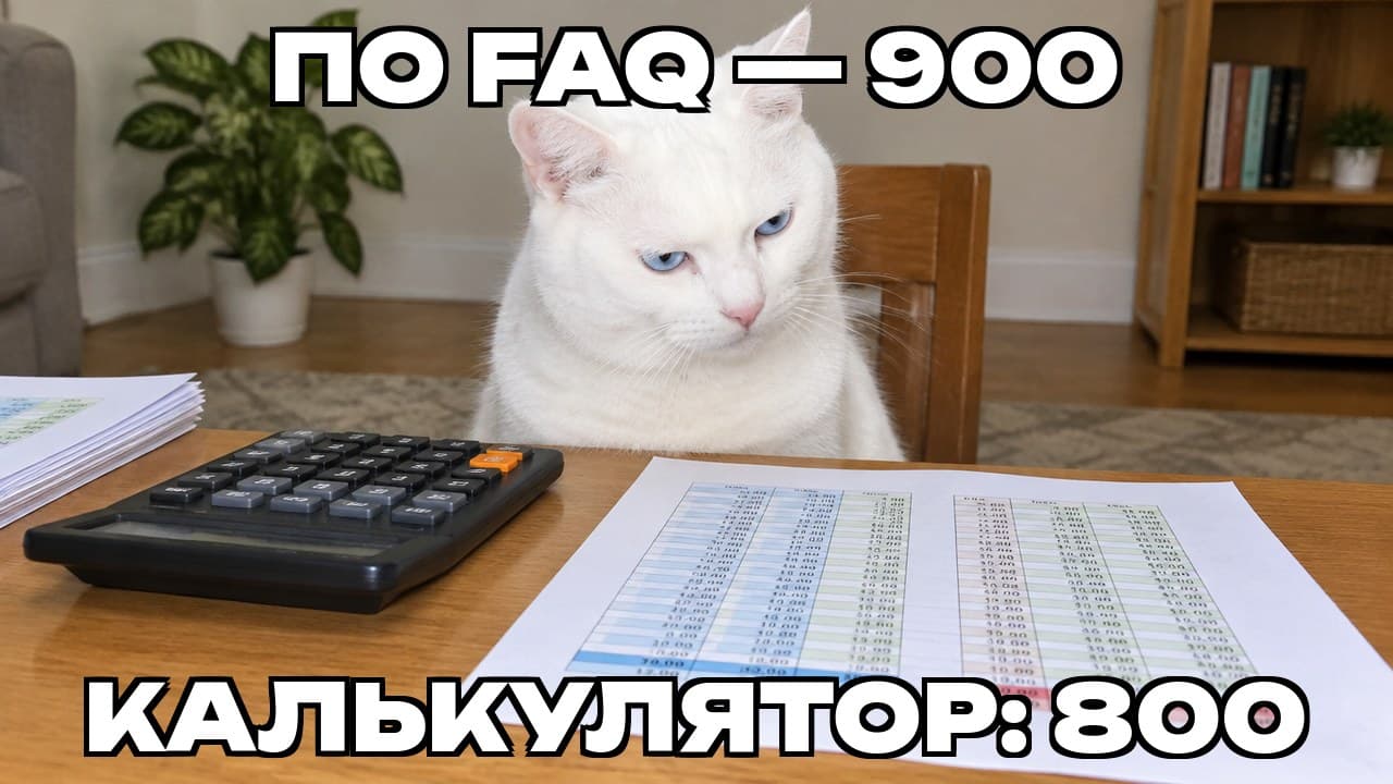 Мем: По FAQ — 900 / Калькулятор: 800