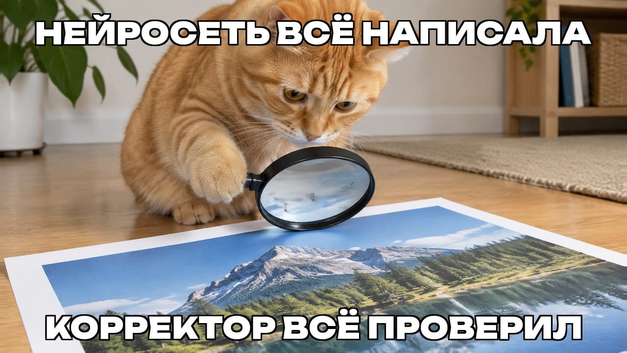 Мем: Нейросеть всё написала / Корректор всё проверил