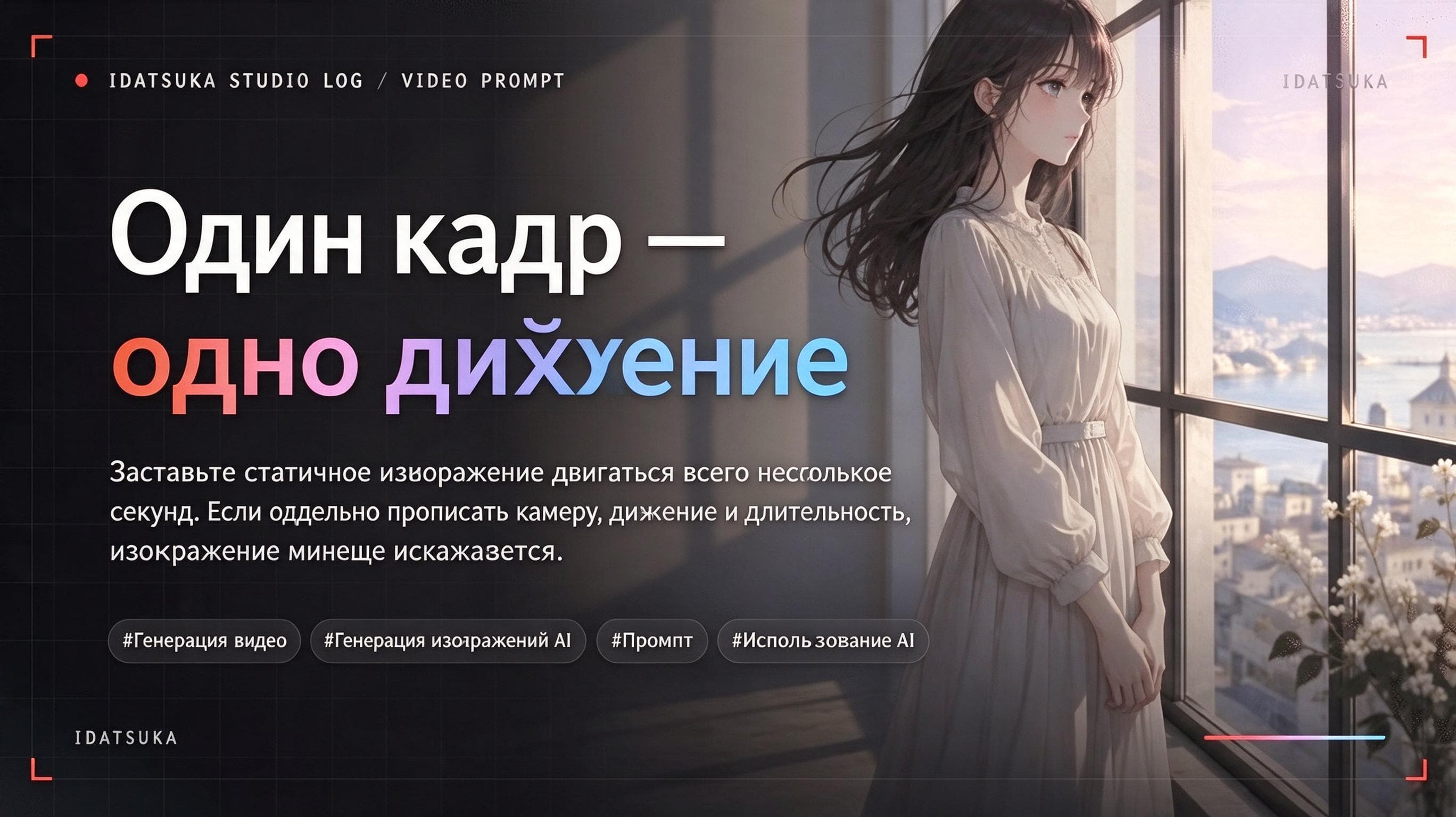 Японский слайд советует ограничивать каждый шот одним движением, отдельно задавая камеру, действие и длительность.