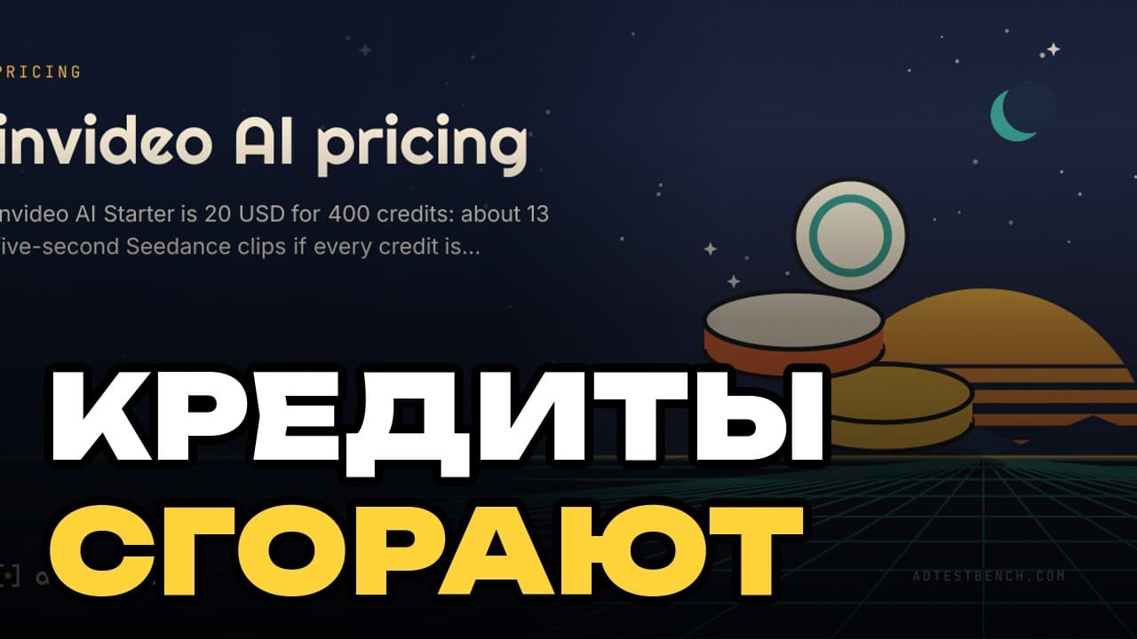 invideo AI: 2 000 кредитов дают около 20 роликов Seedance 2.5 в 1080p