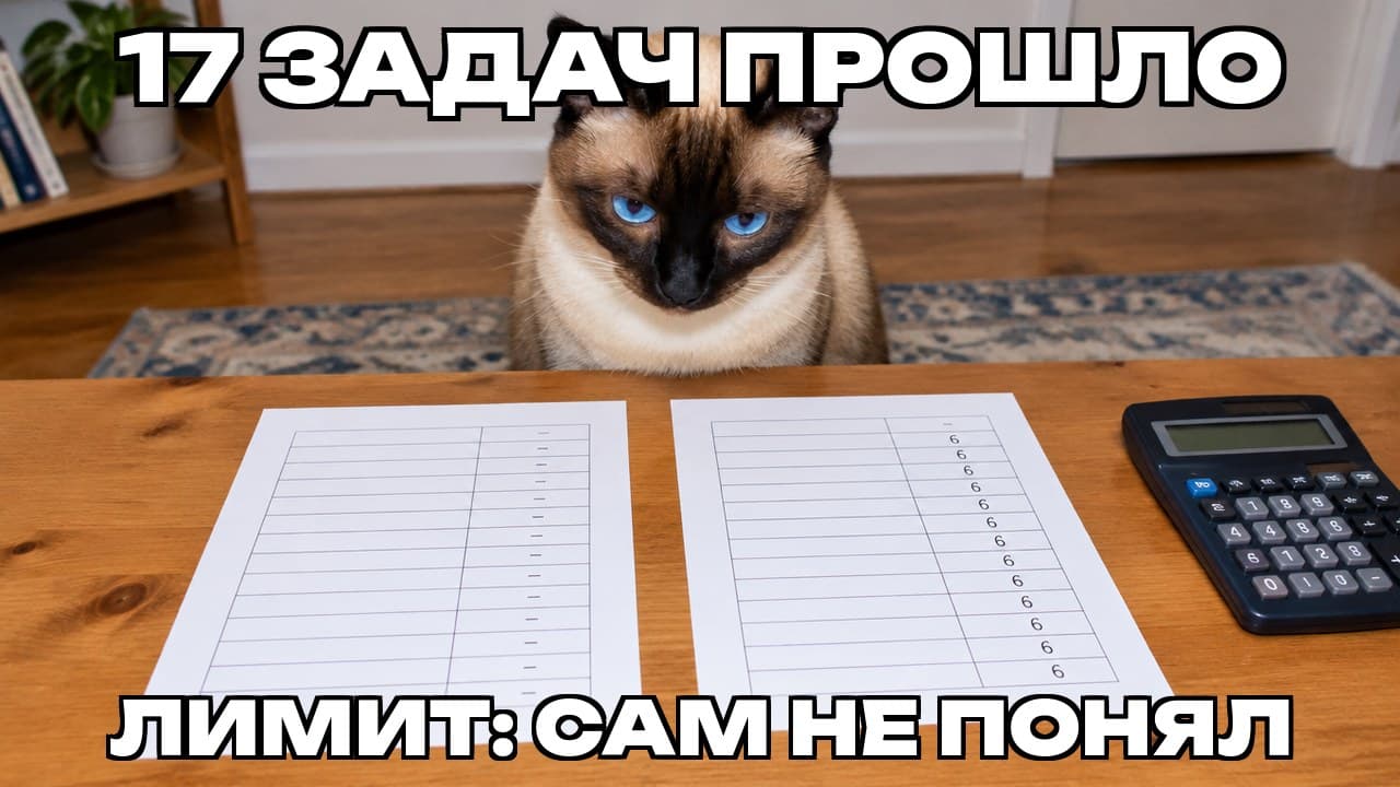 Мем: 17 задач прошло / лимит: сам не понял