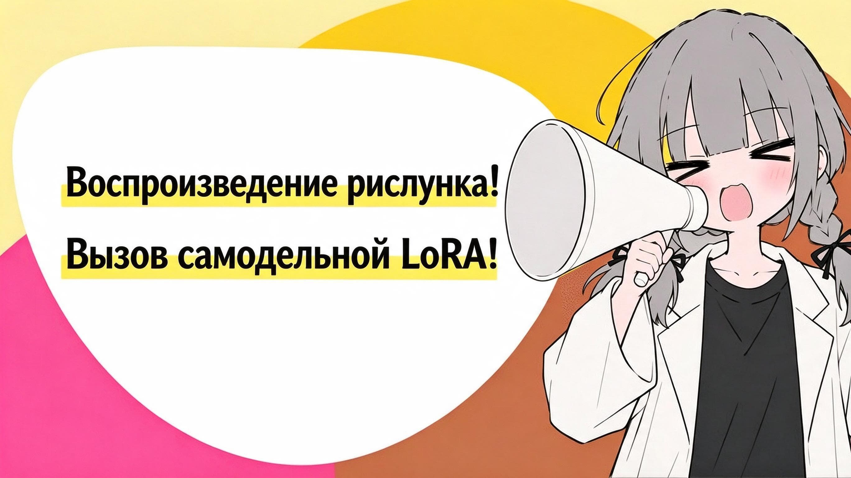 Аниме-персонаж с призывом попробовать создать собственную LoRA для воспроизведения образа.