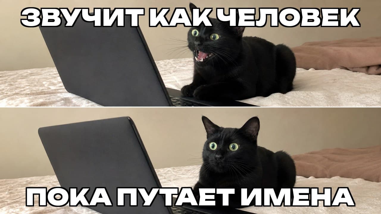 Мем: Звучит как человек / Пока путает имена