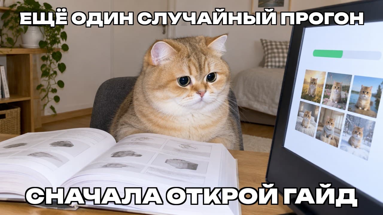 Мем: Ещё один случайный прогон / Сначала открой гайд