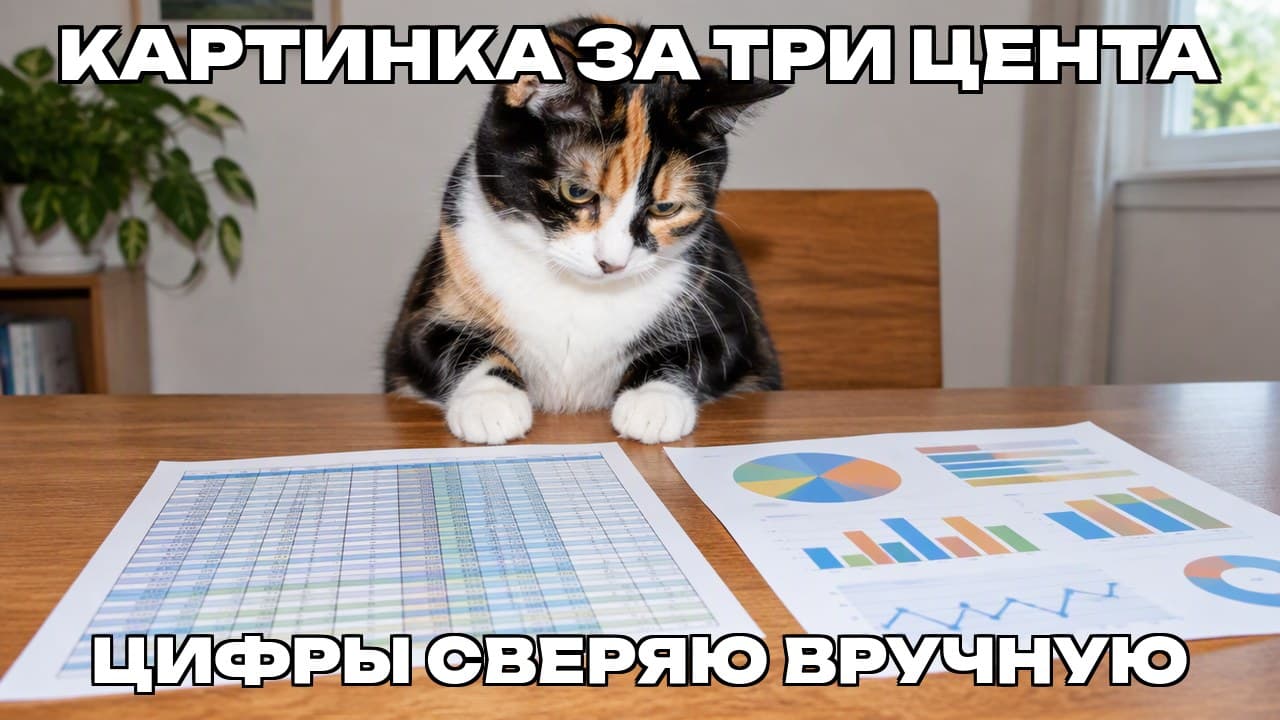 Мем: Картинка за три цента / Цифры сверяю вручную