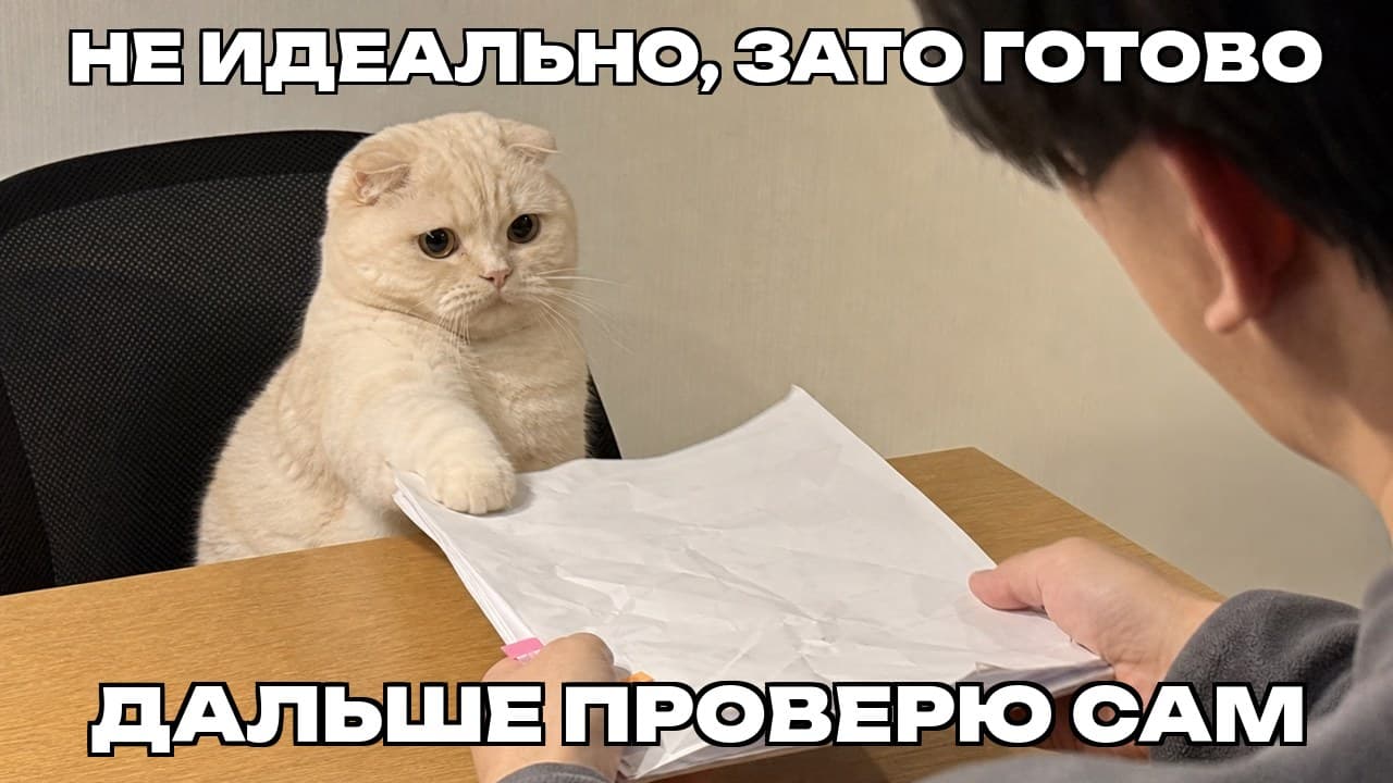 Мем: Не идеально, зато готово / Дальше проверю сам