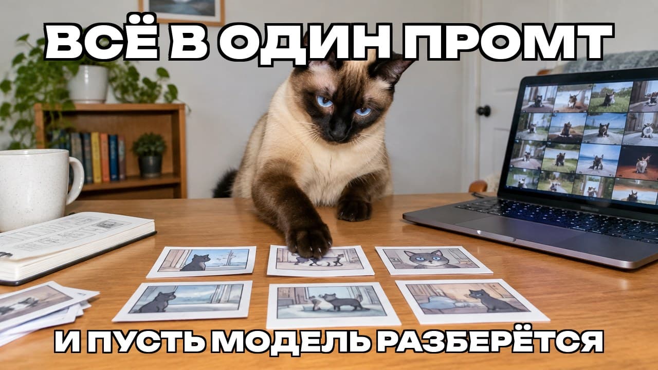 Мем: Всё в один промт / И пусть модель разберётся