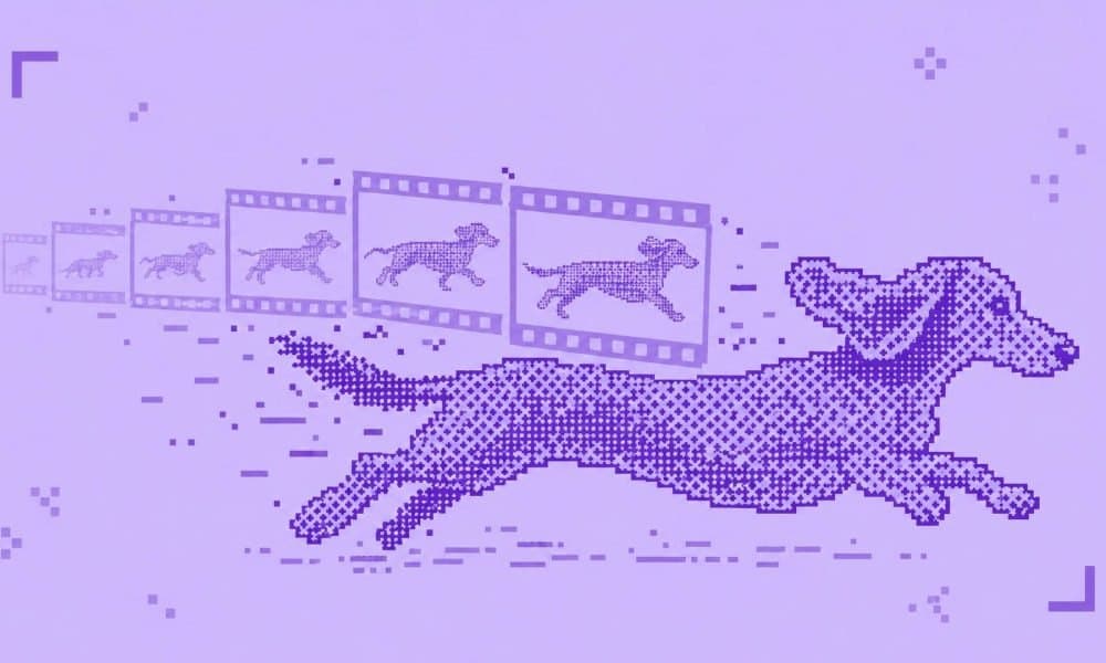 Последовательность кадров превращается в бегущую лошадь — визуальная метафора генерации и точного тайминга видео.