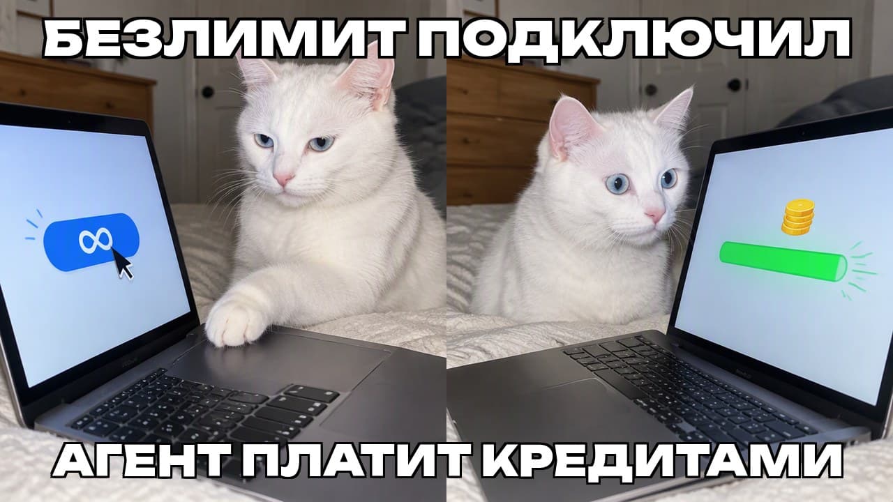 Мем: Безлимит подключил / Агент платит кредитами