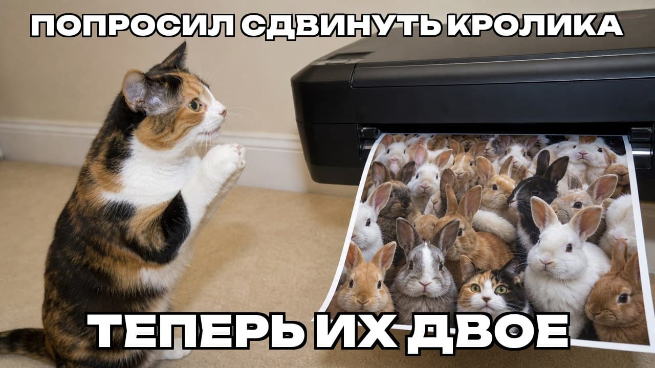 Мем: Попросил сдвинуть кролика / Теперь их двое