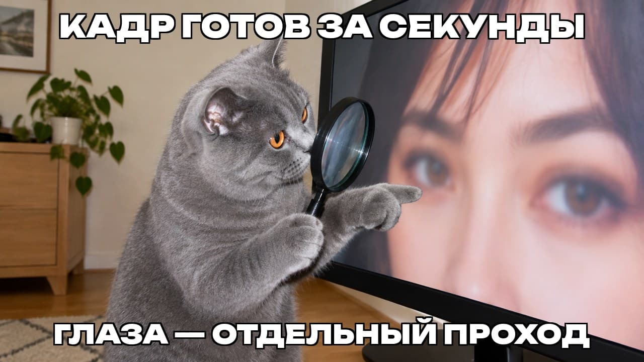 Мем: Кадр готов за секунды / Глаза — отдельный проход