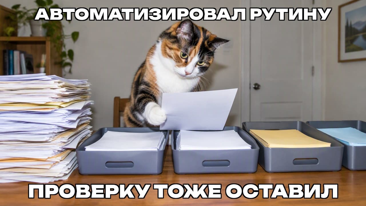 Мем: Автоматизировал рутину / Проверку тоже оставил