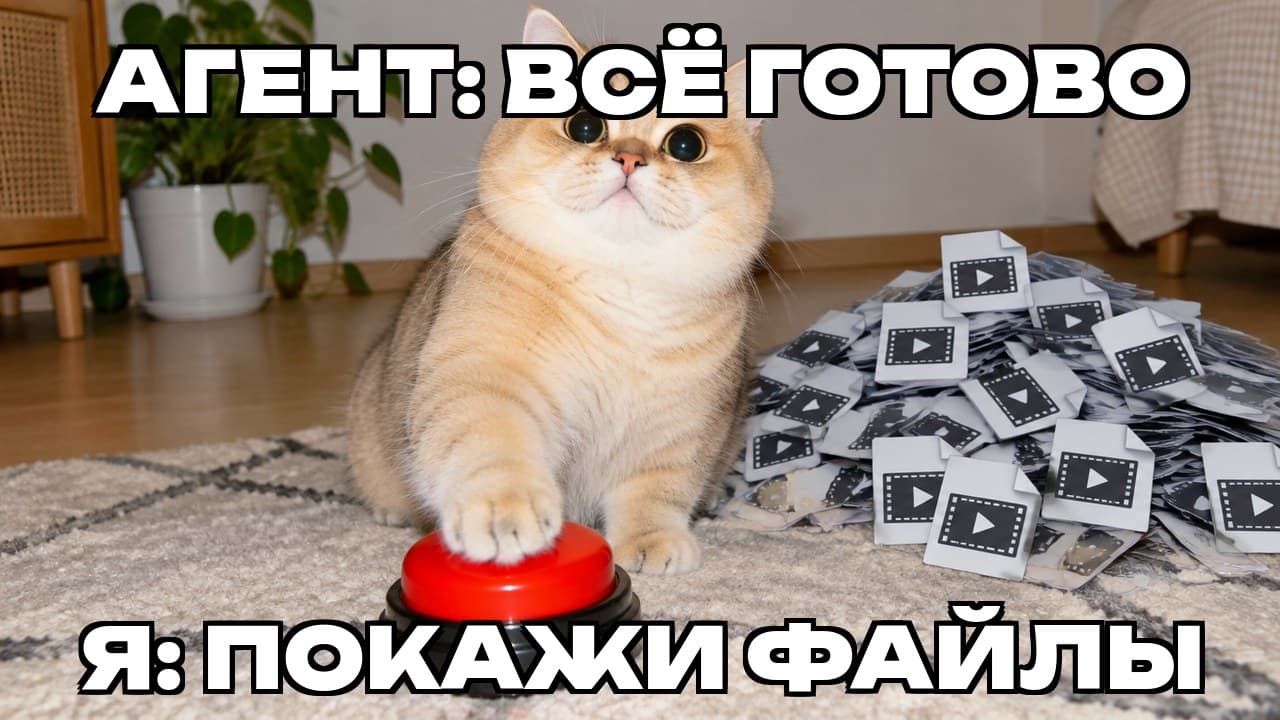 Мем: Агент: всё готово / Я: покажи файлы