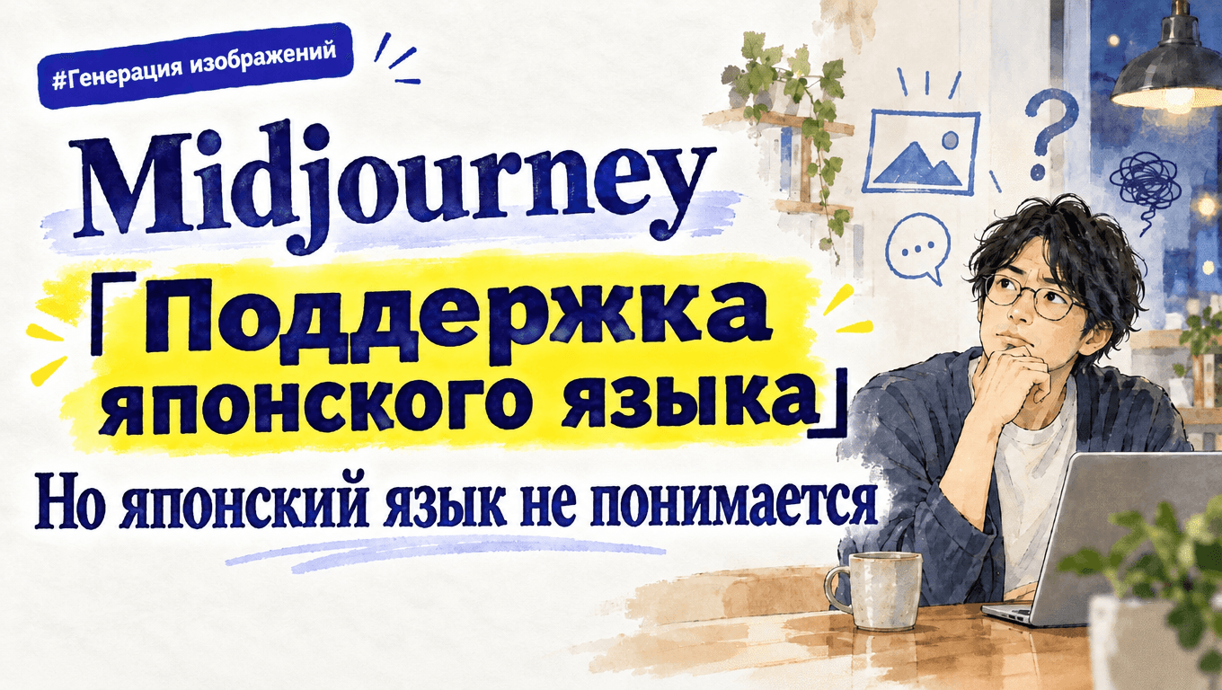 Midjourney рисует японский текст, но не читает промпты