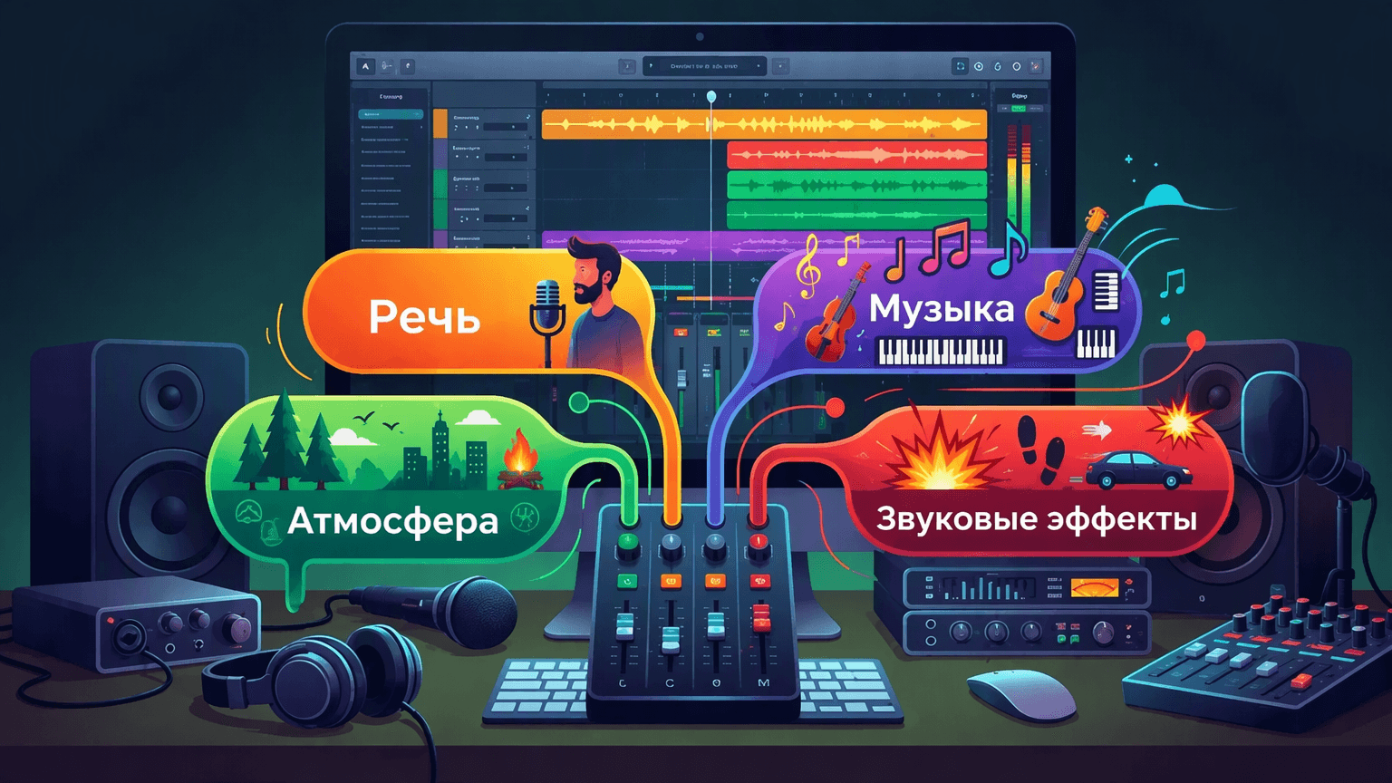 Enhance Audio в Premiere разделяет клип на пять слоёв звука