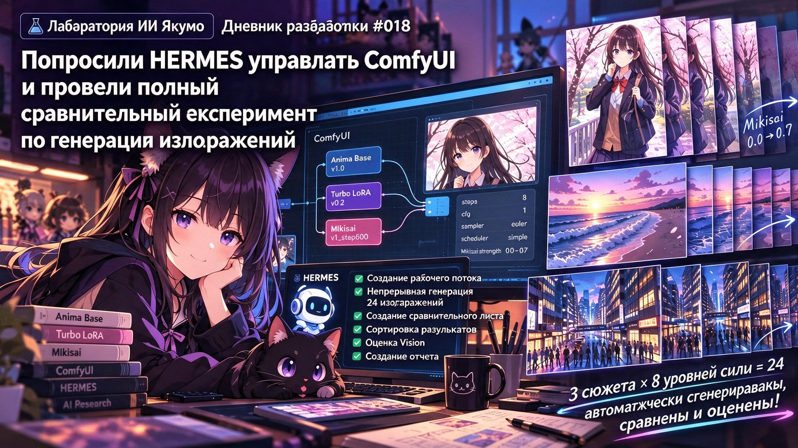 HERMES гоняет LoRA в ComfyUI