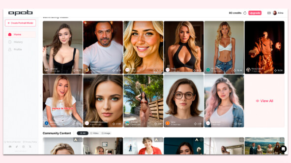 Интерфейс сервиса. Все «люди» на фото — генерации. Источник: app.apob.ai